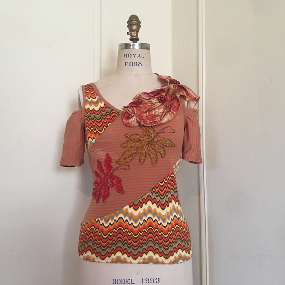 Save The Queen Plaid Ruffle Cold Shoulder Top xl - Picture 1 of 12